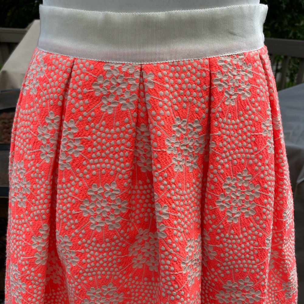 NWT Boden Arianna Neon Coral & Cream Floral Skirt